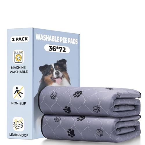Washable Dog Pee Pads (Gray / 36*72 Inch (Pack of 2))