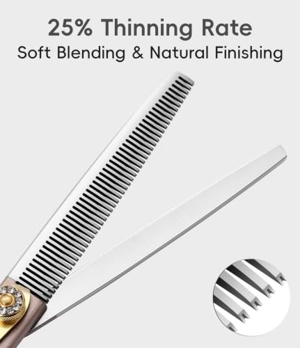 7'' Professional Dog Grooming Scissors Set Rose Gold 440C Stainless Steel Straight Thinning Curved Chunker Shears 4pcs Set for Pet Grooming Services Dogs and Cats (Combo / 7")