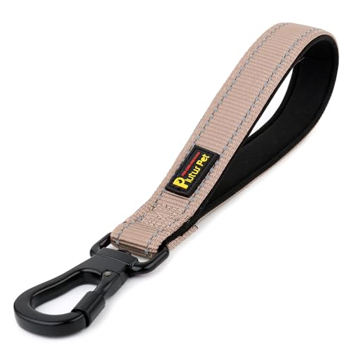 Short Dog Leash with Padded Handle for Medium Large Dogs (Beige / 10 Inch (Pack of 1))