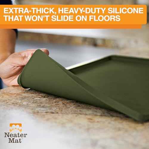 Neater Mat Pet Mats for Food and Water (24"L x 16"W / Olive Green)