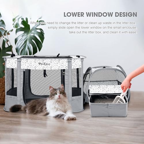 Portable Cat Playpen with Litter Box (Light gray)