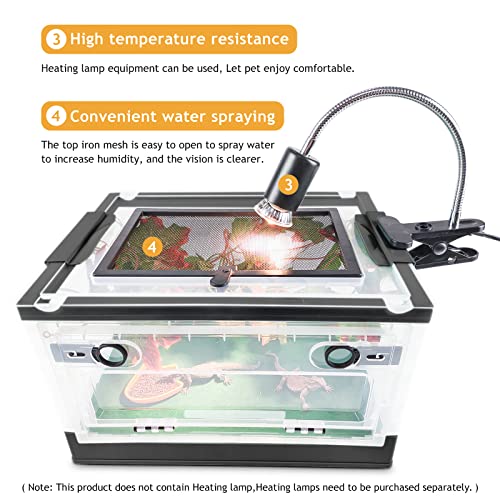 Portable Foldable Terrarium Kit with Wheels for Reptiles Medium (Black)