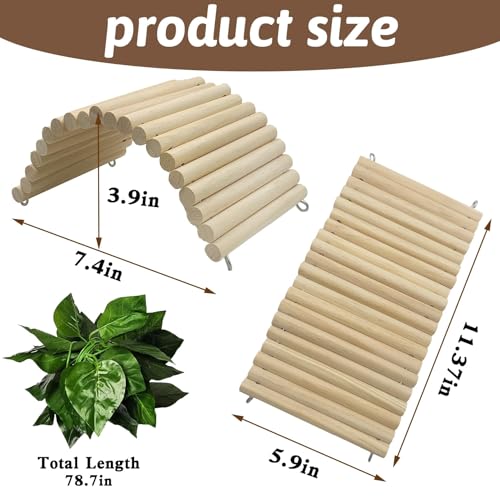 11.37 X 5.9 Inches Hides for Tortoises Wood Bendy Bridge Reptile Hide Climbing Ladder Hide Cave Turtle Habitat Decor for Lizards Gecko Spiders Snakes