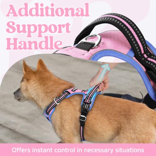Dog Harness Medium Sized (Light Pink & Blue / Medium)