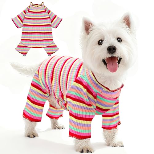 Striped Dog Pajamas Stretchy Cute Four (Red / X-Small)