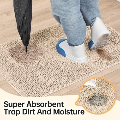 Absorbent Dog Door Mat for Muddy Paws (72"L x 24"W x 1" Th / Beige)
