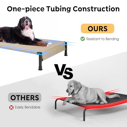 Cooling Outdoor Dog Bed (Beige Coffee - Hem / 47.0"L x 29.0"W x 8.0"Th)