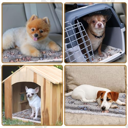 4 Pack Soft Pet Bed Mat Small Dog Crate Fleece (21 x 14 Inches / Gray)