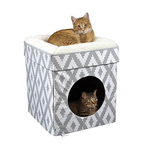 Indoor Cat Cube Furniture (C) Cat Cube (White & Gray))