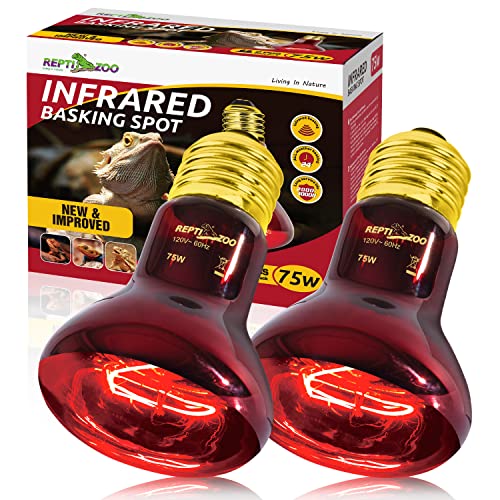 75W Reptile Heat Lamp Bulb 2PCS Infrared Heat Emitter Red Heat Lamp for Reptile Amphibian (Infrared Heat Emitter)