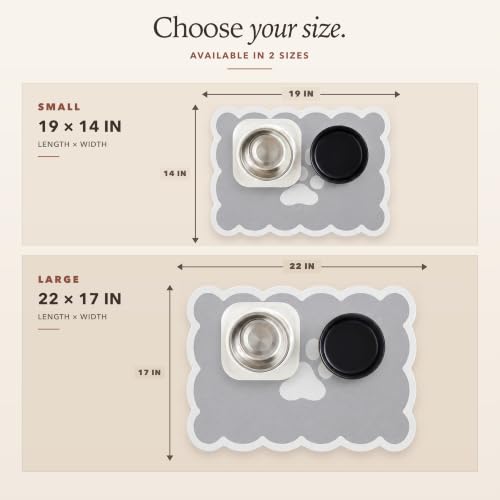 Scalloped Dog Feeding Mat (Grey / 19"L x 14"W)