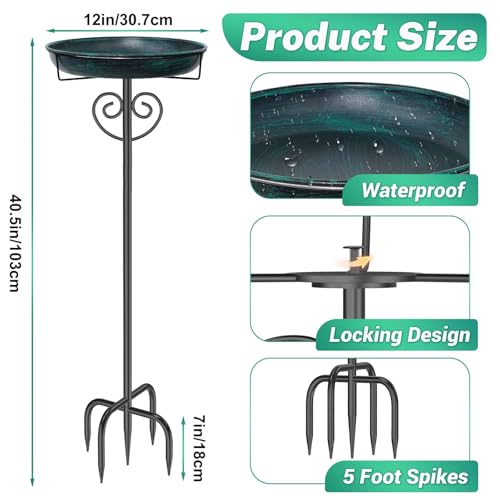 Bird Bath for Outside (Vintage Green)
