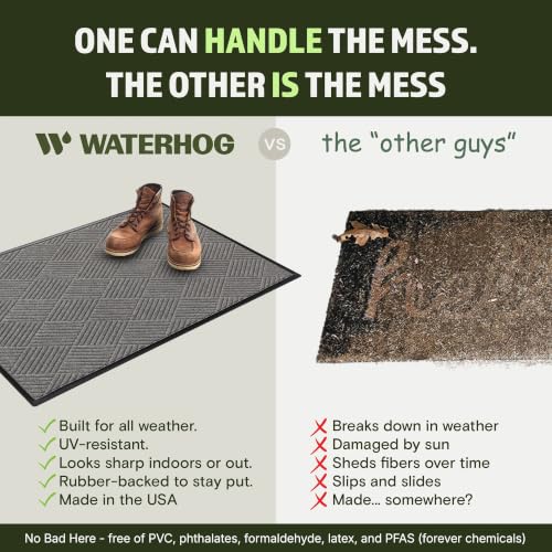Diamonds Front Door Mat Indoor Outdoor Entrance (59"L x 35.5"W x 0.4"Th / Medium Grey)