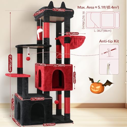 Heavy Duty Cat Trees for Big Cats Maine Coon (Blood-Goth / 61inch)