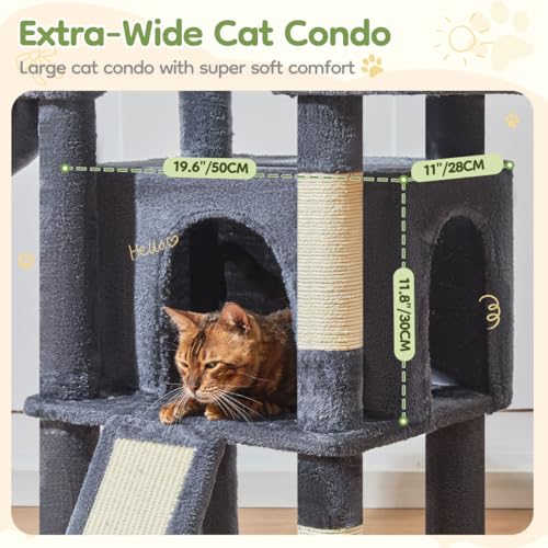 Cat Tree for Large Cats (Smoky Gray / 72 Inches)