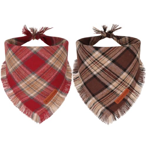 Fall Dog Bandanas with Fringe (Large / Rust Brown)