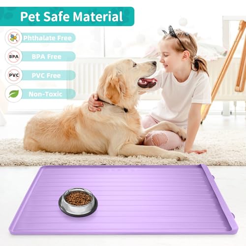 Cat Mat for Food and Water (Purple / 39.4"L x 27"W)