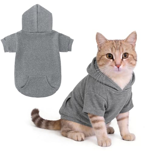 Dog Hoodie for Small Medium Dogs Cats (Grey / X-Small)