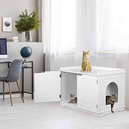 Wooden Cat Litter Cabinet (White)