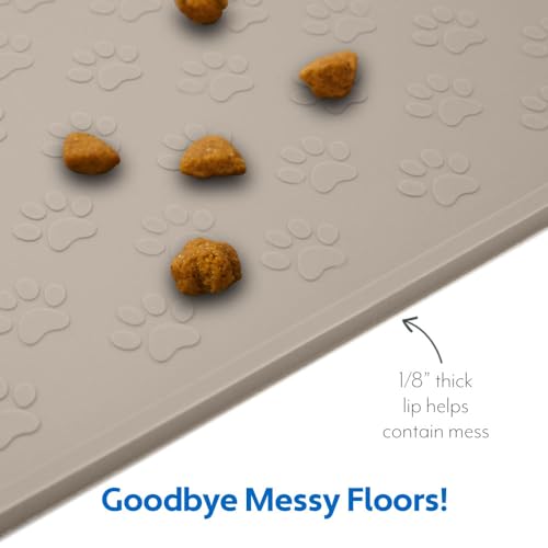 100% Waterproof Dog Food Mat (Beige / 18"L x 12"W)