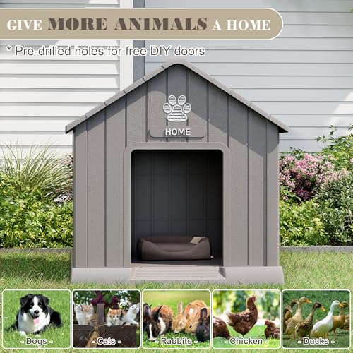 Dog House Outdoor Indoor (Grey / 37.2" L × 40" W × 40" H)