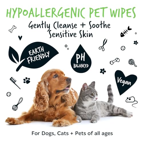 Dog Wipes 100% Plastic Free Biodegradable pet Wipes for Full Body