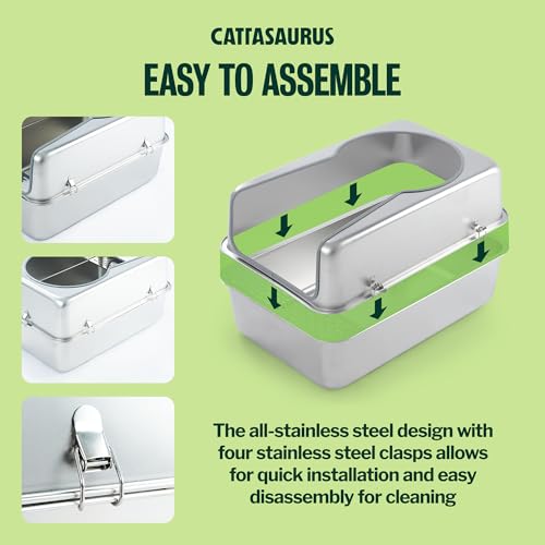 304 Stainless Steel Litter Box for Large Cats 30+ lbs (100% Stainless Steel)