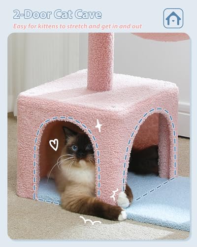 Flower Cat Tree with Large Metal Frame Hammock (35" Upgraded Flower Cat Tree / Blue)