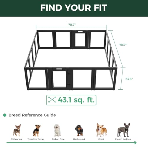 AuraSpace Clear Acrylic Indoor Dog Playpen (Black / 24"H)