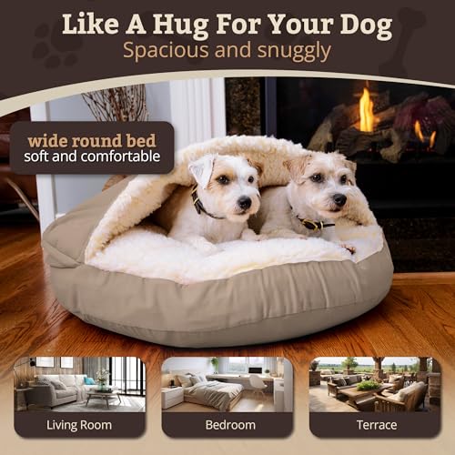 Cozy Cave Dog Bed (45.0"L x 45.0"W x 8.0"Th / Buckskin)