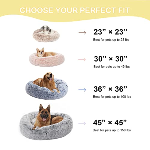 Calming Fluffy Donut Dog Bed for X (45.0"L x 45.0"W x 10.0"Th / Dark Grey)