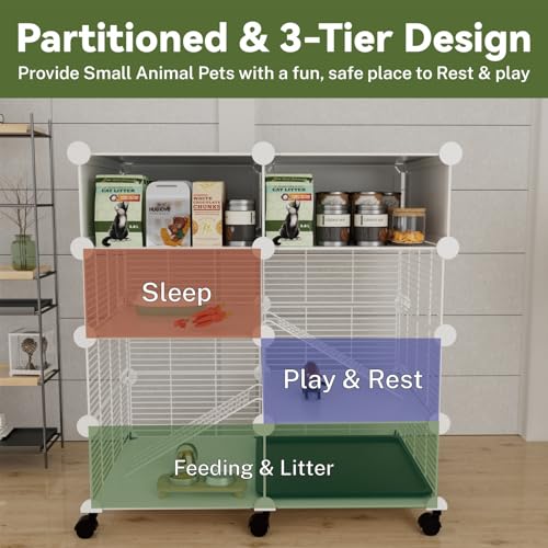 3 Tier Guinea Pig Cages Indoor (29.53"L x 19.69"W x 29.53"H)