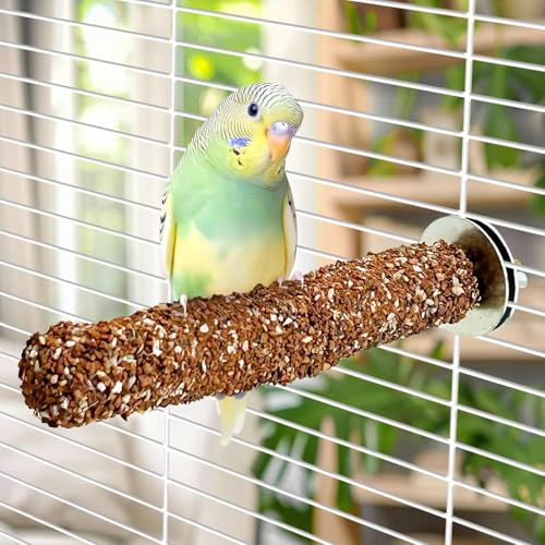 2 PCS Natural Bird Perches Calcium Mineral Parakeet Chewing Toy Sticks Parrot Beak Grinding Stone Cage Accessories for Small Medium Budgie Cockatiel Conure Lovebird (Colorful / 2 PCS)