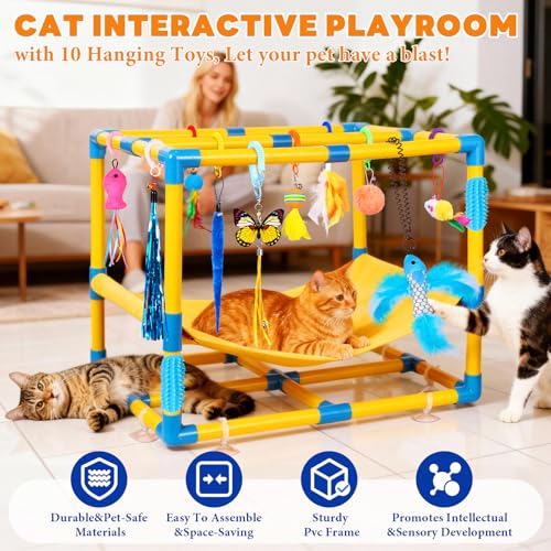 Cat Jungle Gym With Hanging Interactive Toys (colorful)