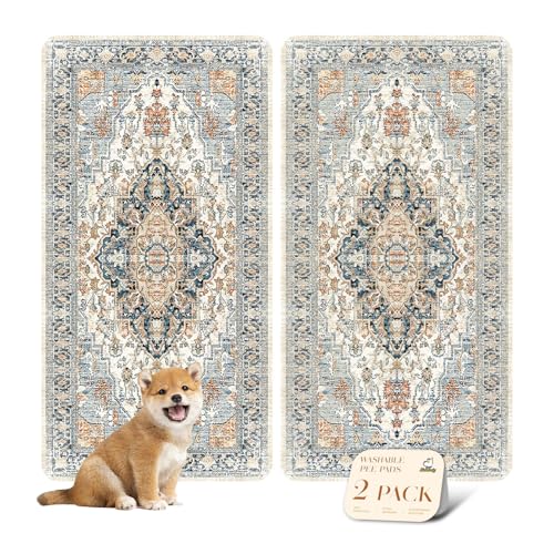 Washable Pee Pads for Dogs (24x48 Inch (Pack of 2) / Beige/Multi)