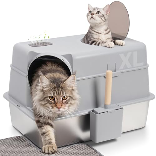 Stainless Steel Litter Box with Lid (Enclosed)
