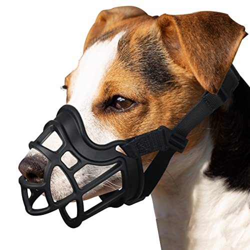 Dog Muzzle Basket Muzzle Anti Biting Chewing for Small Medium Dog (2 (Snout 8-9") / Black)