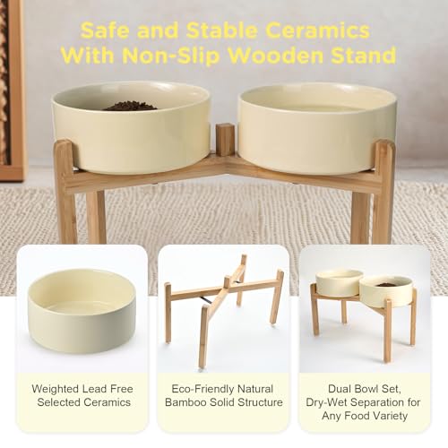 Elevated Dog Bowls Ceramic (8.3 in - 7.6 cups / Beige)