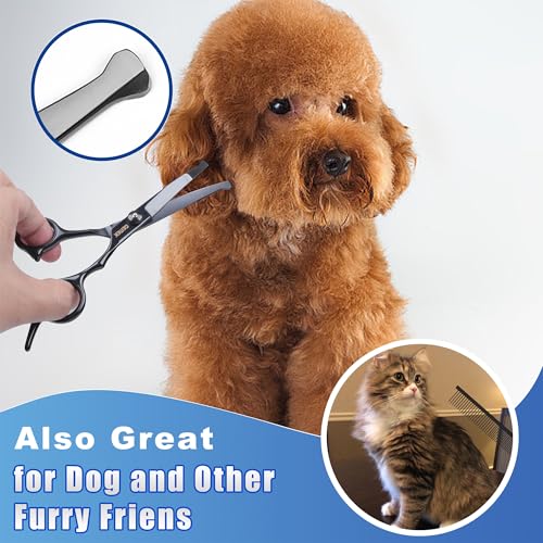 Dog Grooming Scissors Kit with Safety Round Tips (Charcoal)
