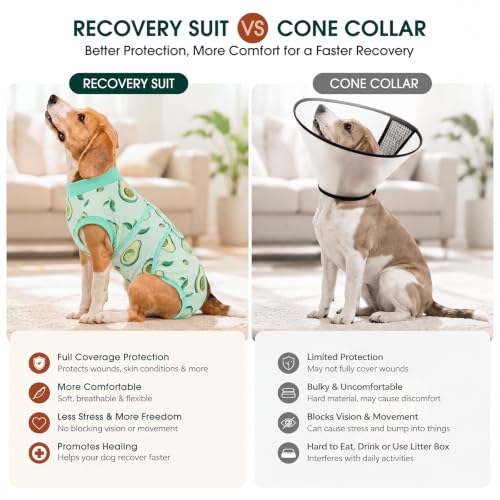 Recovery Suit for Dogs Cats (2x-large (Back:24.8-29.5'', Weight:70+ Lb) / Avocado Fresh)