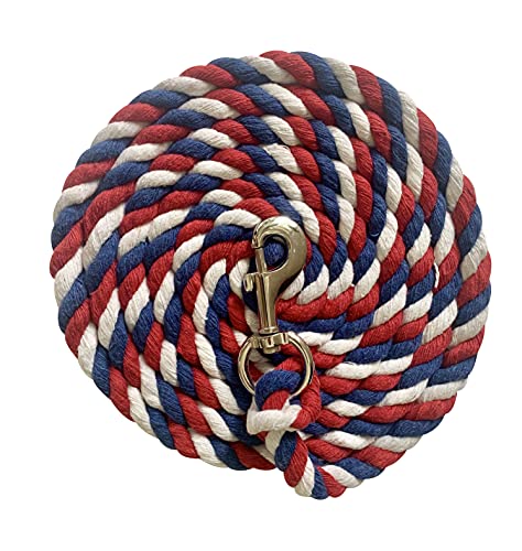 Pack of 2 Solid Cotton Lead Rope for Horses & Livestock (Patriotic)