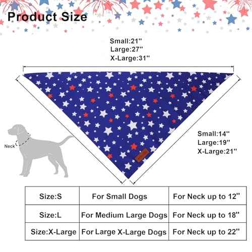 American Flag Dog Bandana Blue White Stars Paw Flag Patterns Designs 4th of July Pet Scarf Adjustable Patriotic Bandanas for Large X (X-Large / Flag-2)