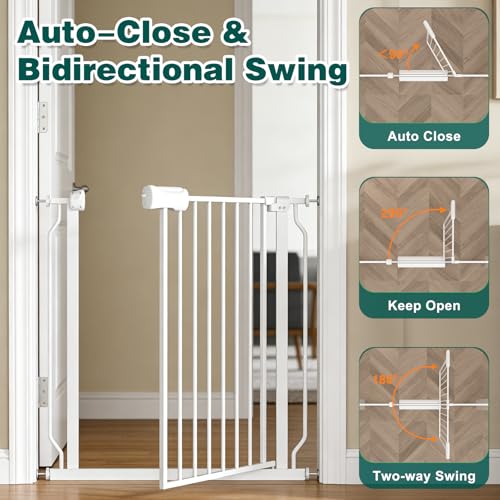 71.7 85.82 Inch Extra Wide Baby Gate Walk Through Safety Gate White (White / 71.65"-85.82")