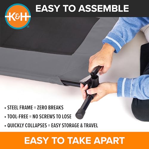 K&H Outdoor Elevated Dog Bed (Gray/Black Mesh / X-Large 50"L x 32"W)