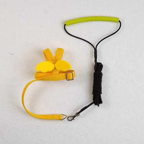 Pet Parrot Bird Harness Leash Adjustable Bird Flying Harness Traction Rope with Cute Wing for Parrots Pigeons Budgerigar Lovebird Cockatiel Mynah Outdoor Training Toy (S / Yellow)