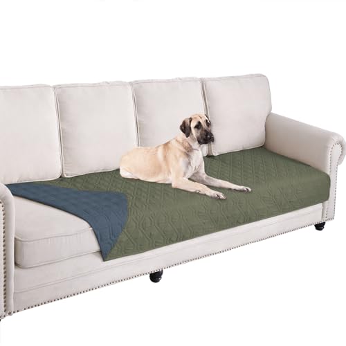 Waterproof Dog Bed Cover Pet Blanket for Furniture Bed Couch Sofa Reversible (30x90 Inch (Pack of 1) / Green+navy Blue)