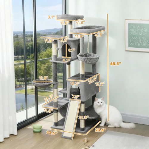 Multi Level Cat Tree Tower with 2 Cat Condos