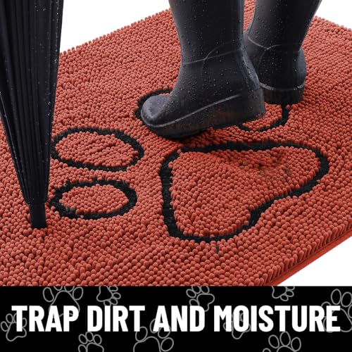 Dog Door Mat for Muddy Paws (30"X20" / Maple Red and Black)