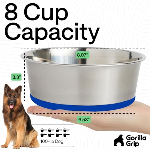 Dog Bowls Food Grade Stainless Steel (Royal Blue / 8 Cup (Set of 2))