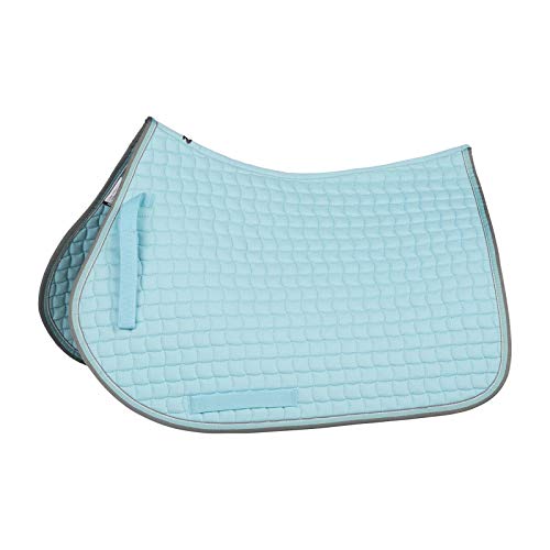Adepto Padded All Purpose Quilted Equestrian Saddle Pad for Horses with Two (Canal Blue / Horse)